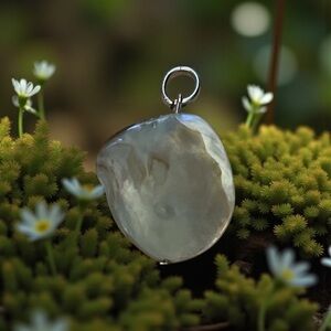 Natural Mother-of-Pearl Shell Pendant — Iridescent Organic Shape